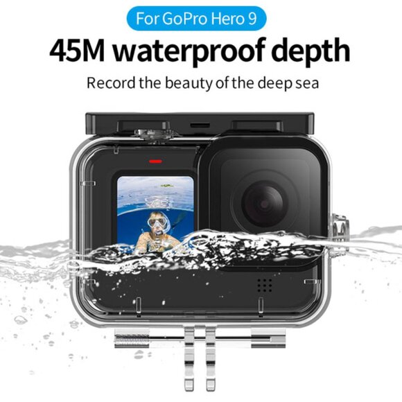 TELESIN Waterproof Housing Case 45M for GoPro Hero 12/11/10/9 Action Cameras - Picture 2 of 13